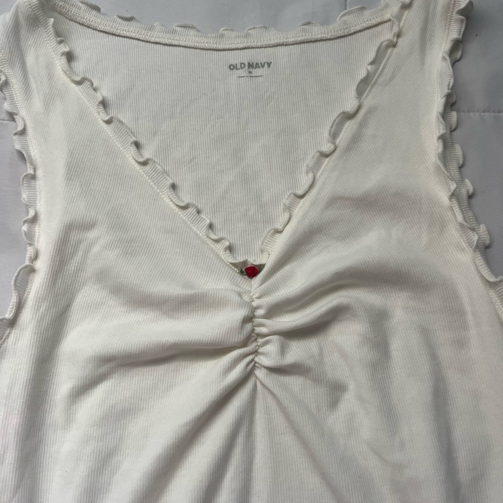Old Navy Cream Ruffle-Trim Tank - Picture 2 of 3